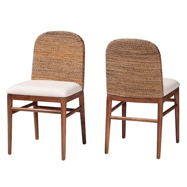 Bali & Pari Nadim Modern Bohemian Natural Seagrass and Acacia Wood 2-Piece Dining Chair Set 242-2PC-13487-ZORO - main